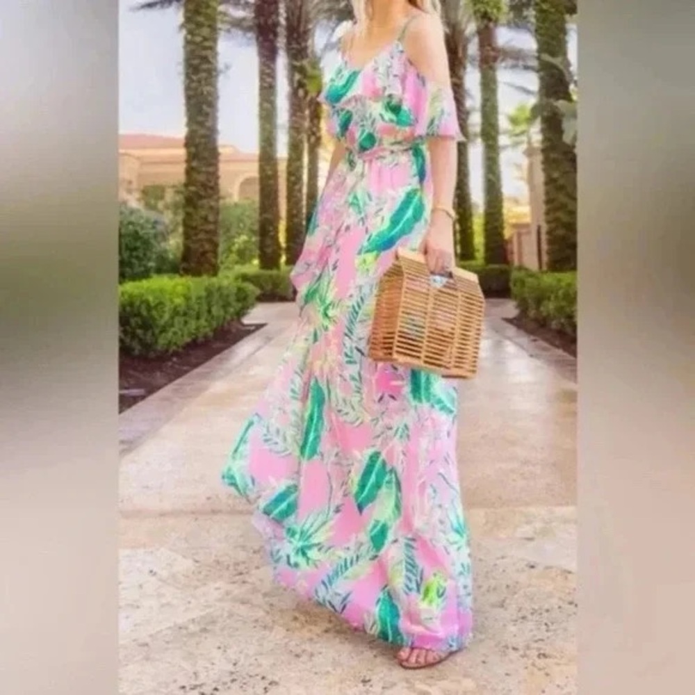 Lilly Pulitzer Zadie Maxi Dress Size X-Small Color Pink Green NWOT